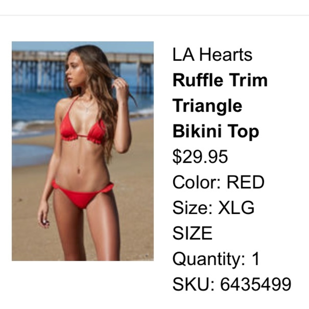 LA hearts bikini top triangle ruffle
